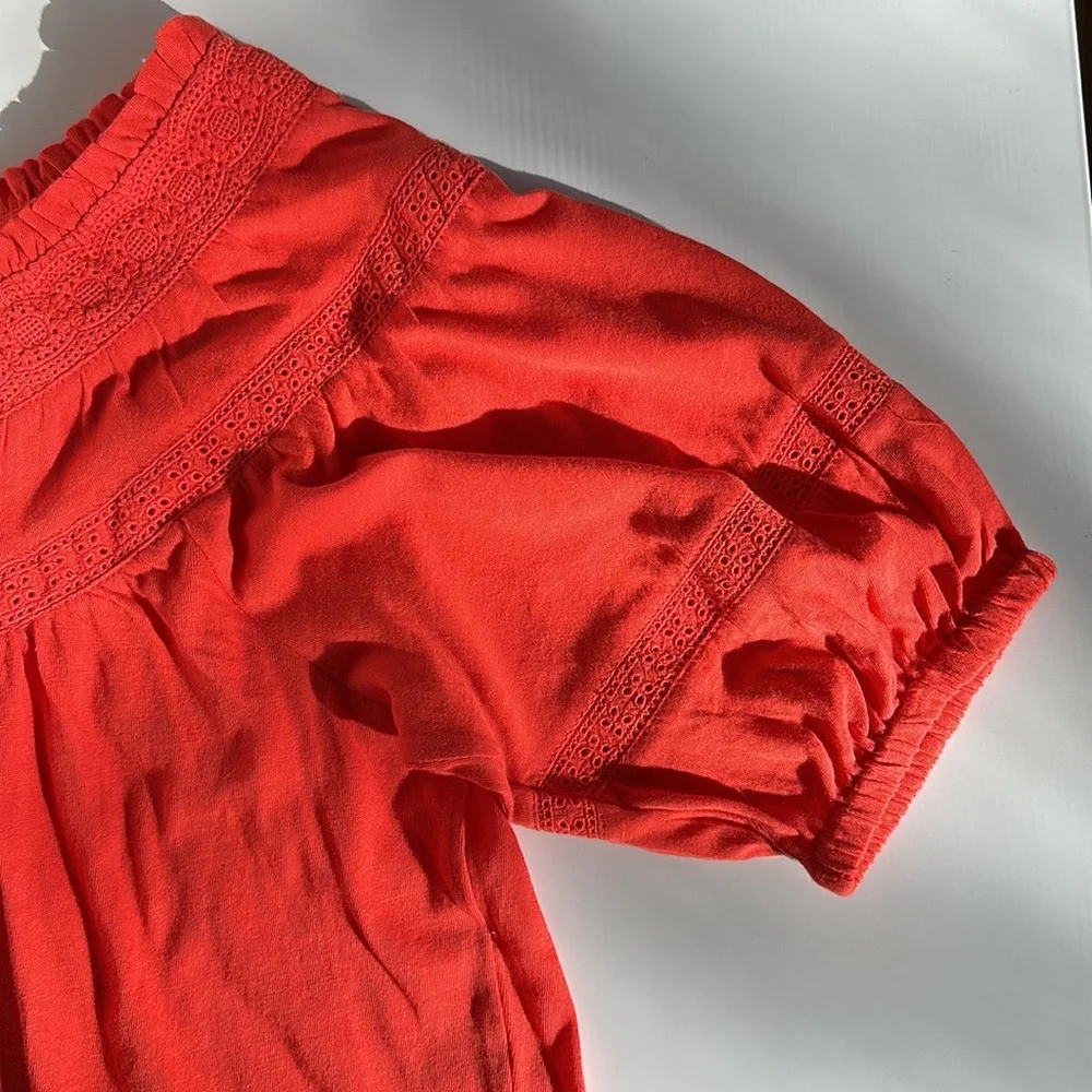 NWT! LOFT Lace Trim Peasant Top - Size XS - Roast Tomato